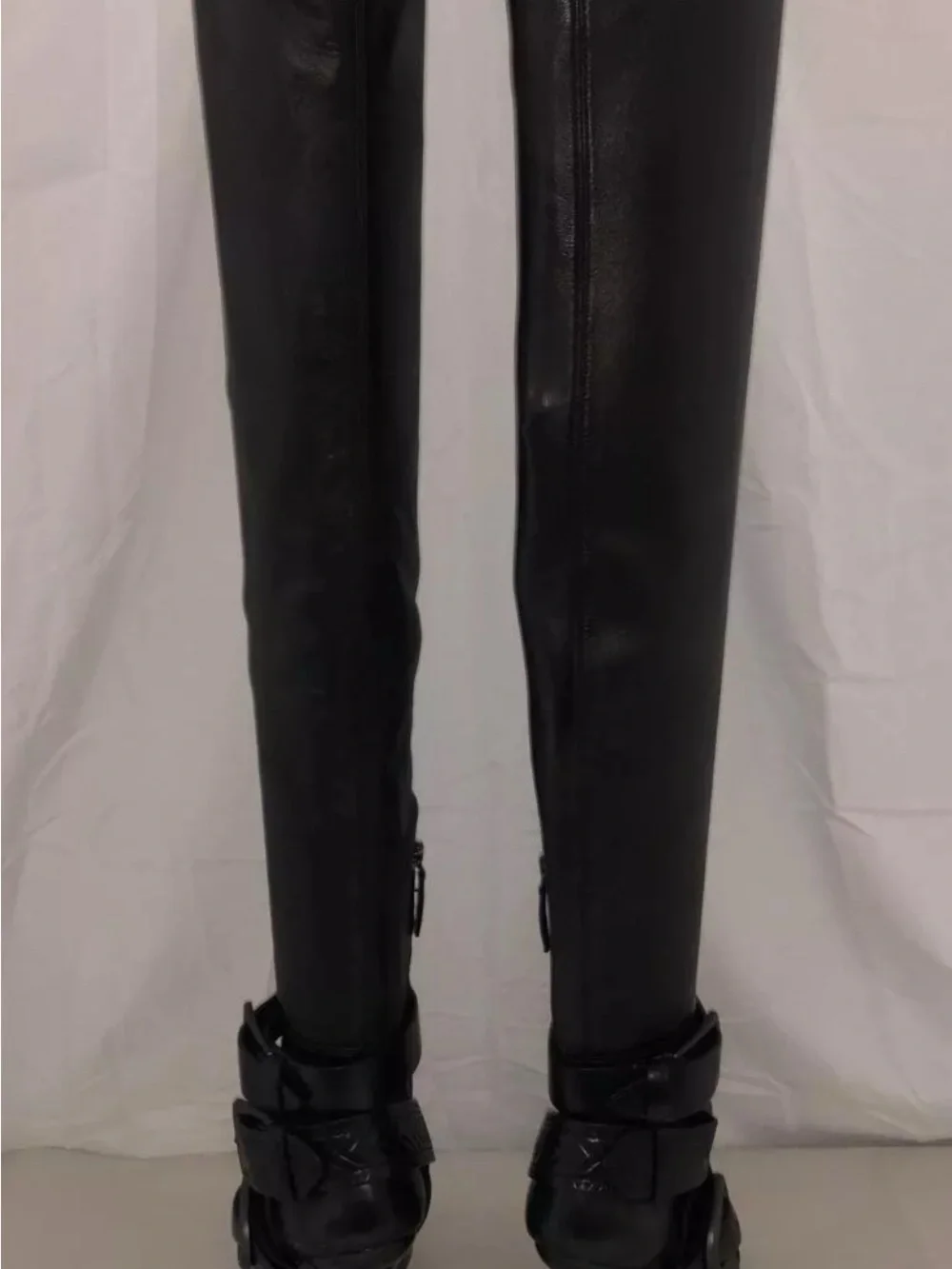 Tom Ford Black Leather Over-The-Knee Buckle Boots